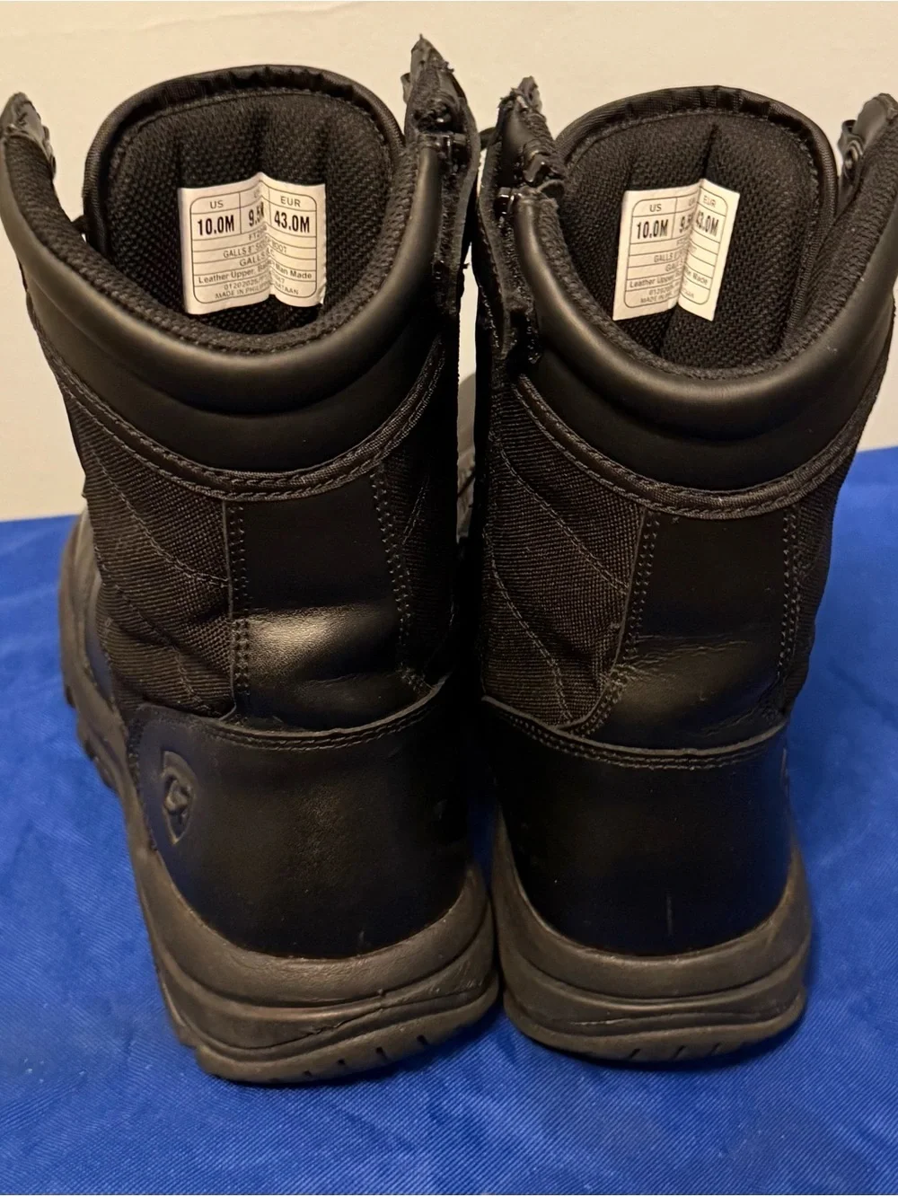 Mens Black 100% leather upper Tactical Boots